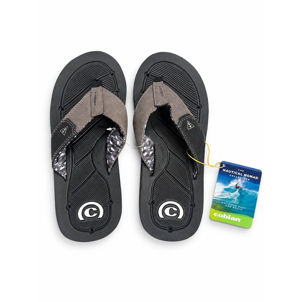 NEW Cobian Mens Draino 3 Black Nautical Nomad Waterproof Flip Flop Sandals Sz 9